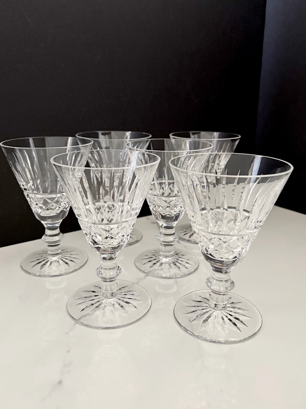 SET of 6 Tramore Claret Glasses by Waterford Crystal